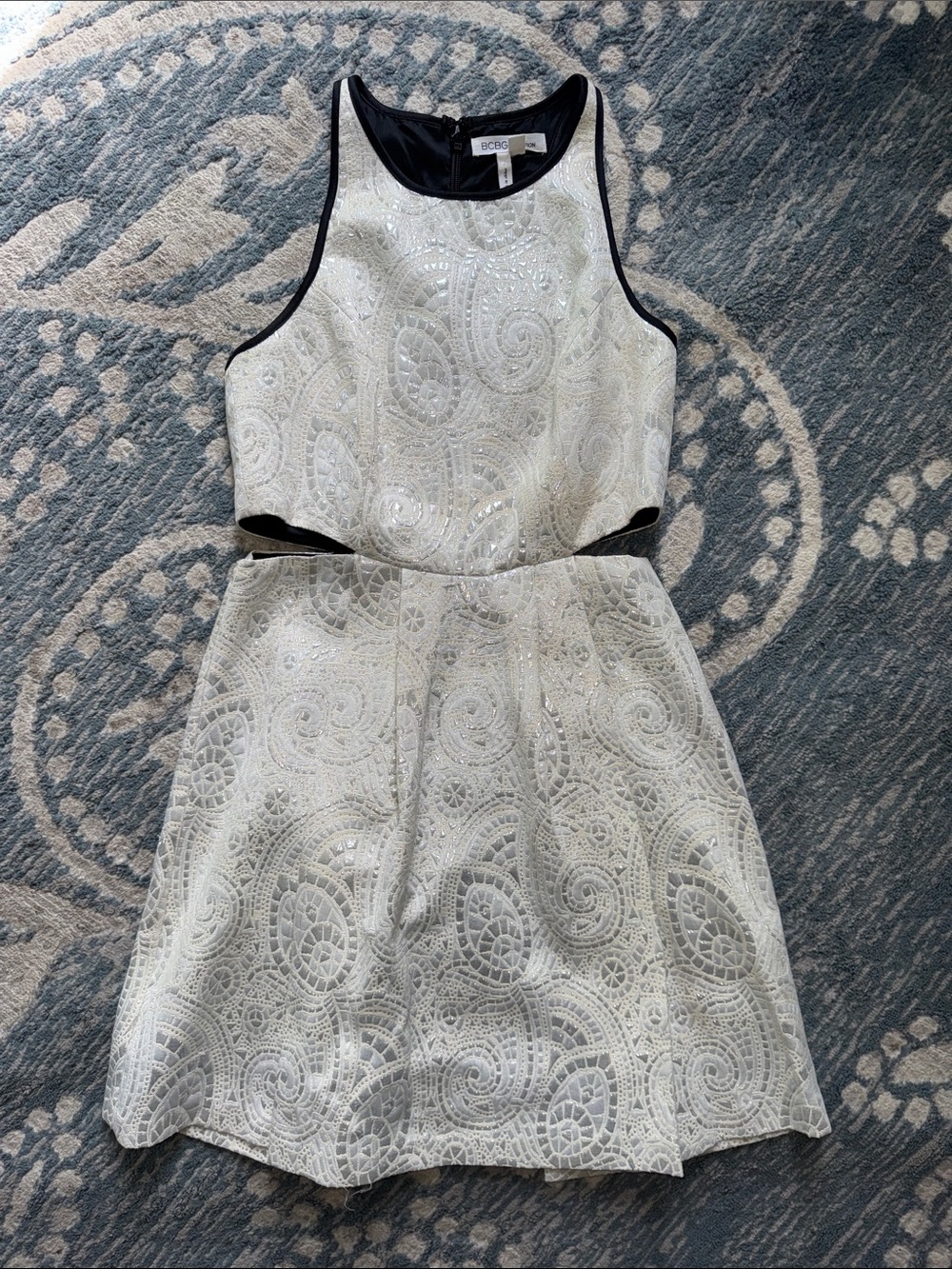 BCBGMaxAzria Ivory Lace Cutout Fit-and-Flare Dress